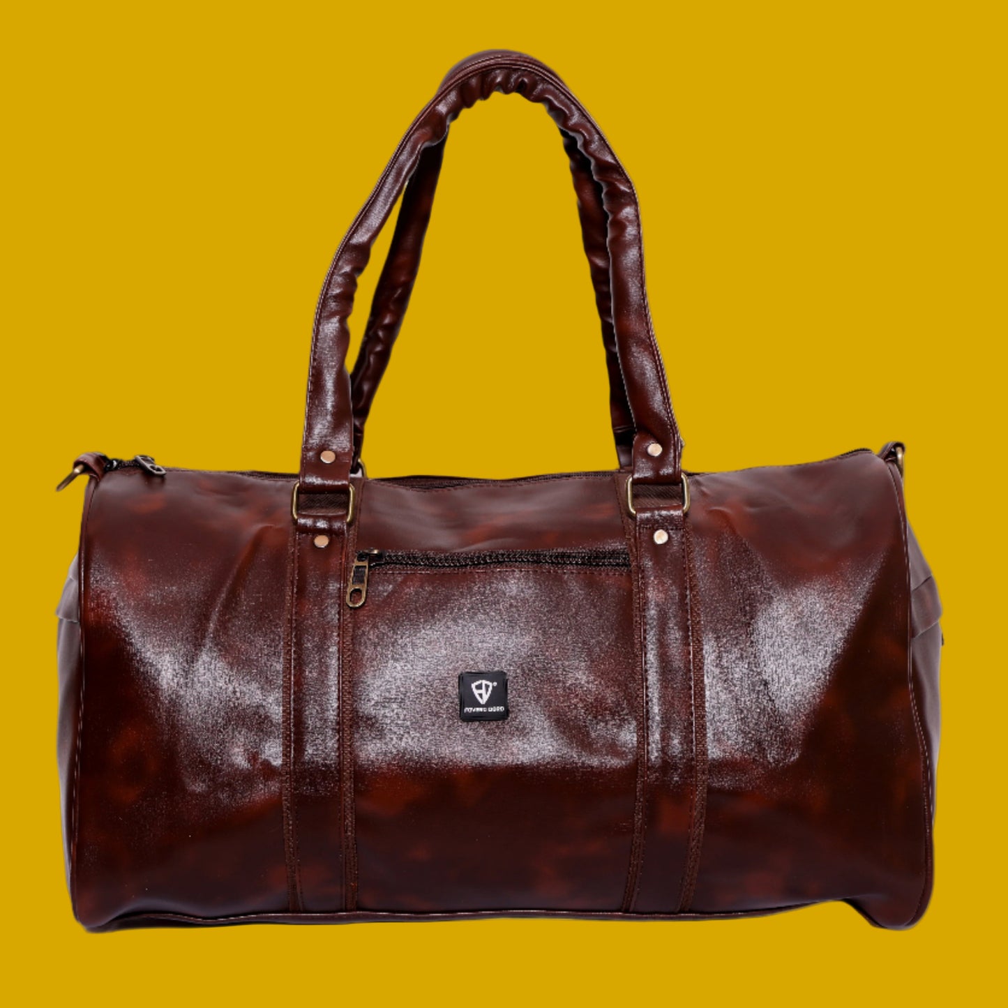 Brown Vegan Leatherette Duffle Bag