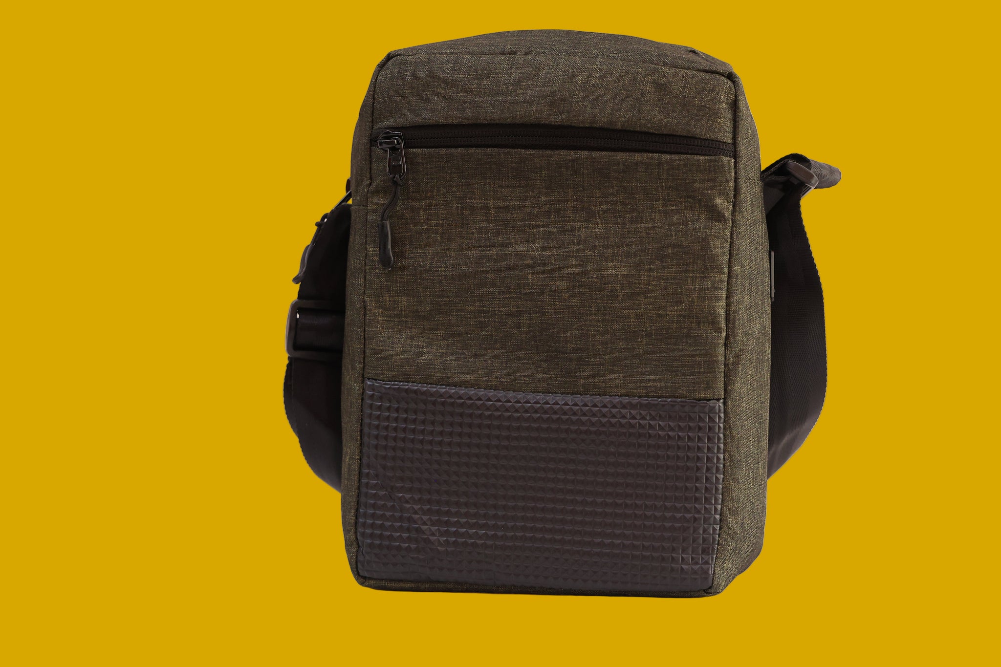Vegan Khadi everyday sling in light green color on mustard background