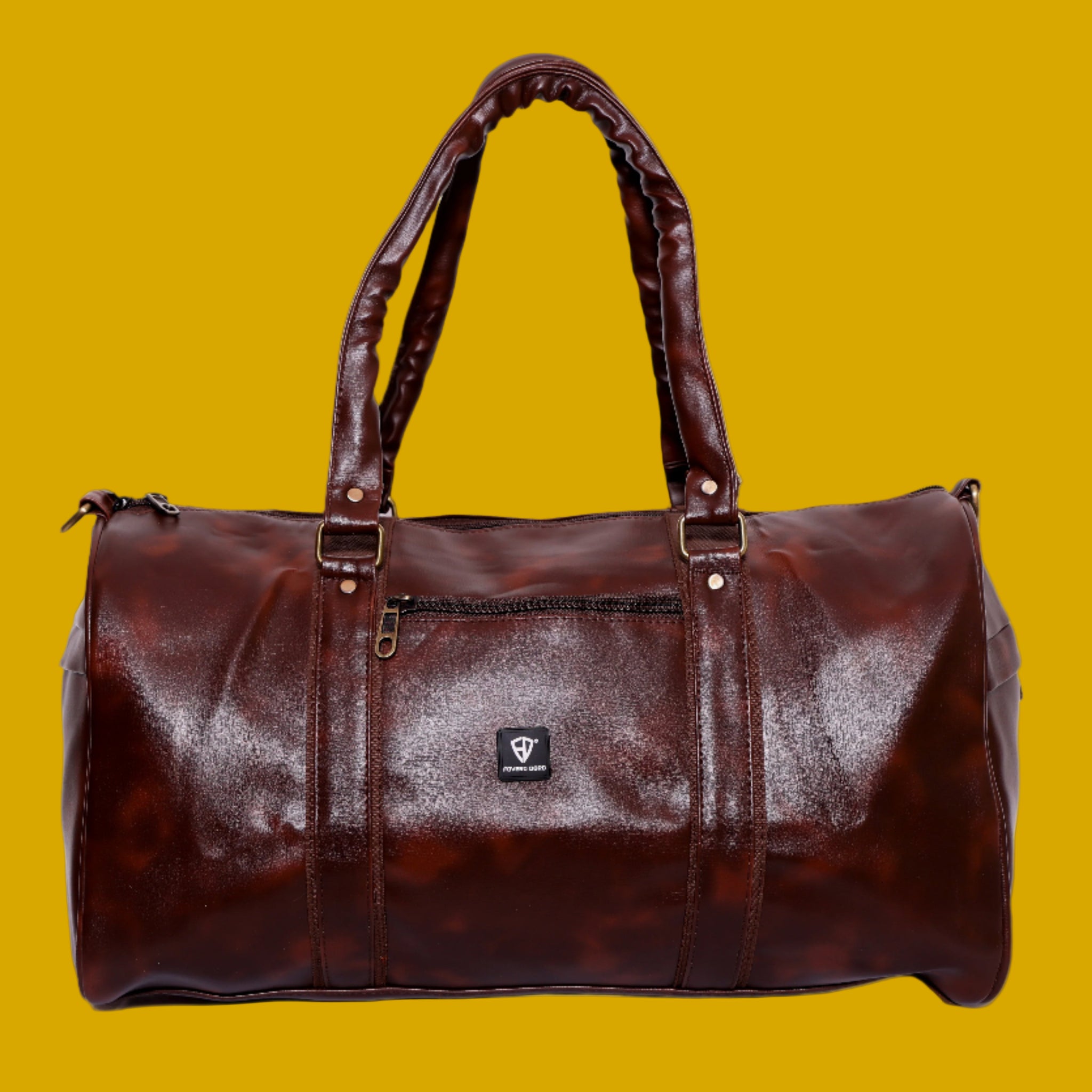 Brown Vegan Leatherette Duffle Bag