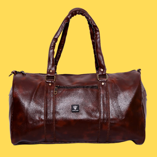 Brown Vegan Leatherette Duffle Bag